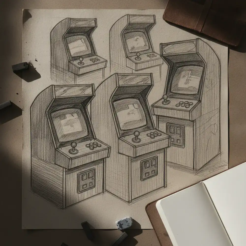 Sketches of arcade cabinets